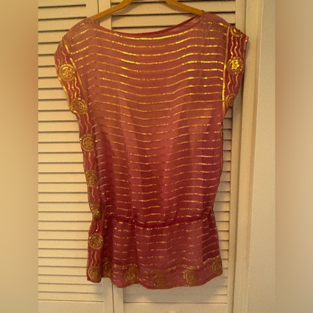 Trina Turk Elegant Pink and Gold Women's Top